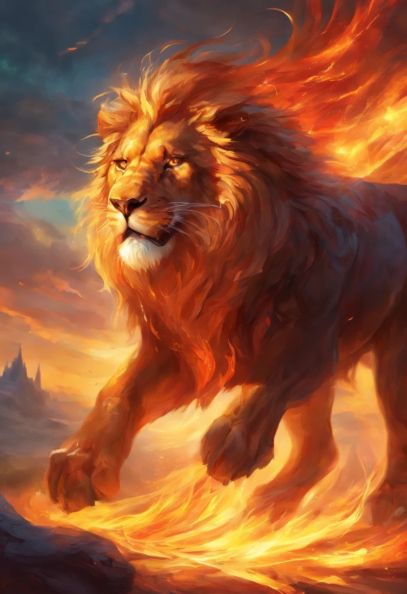 Splendid fire lion roaring