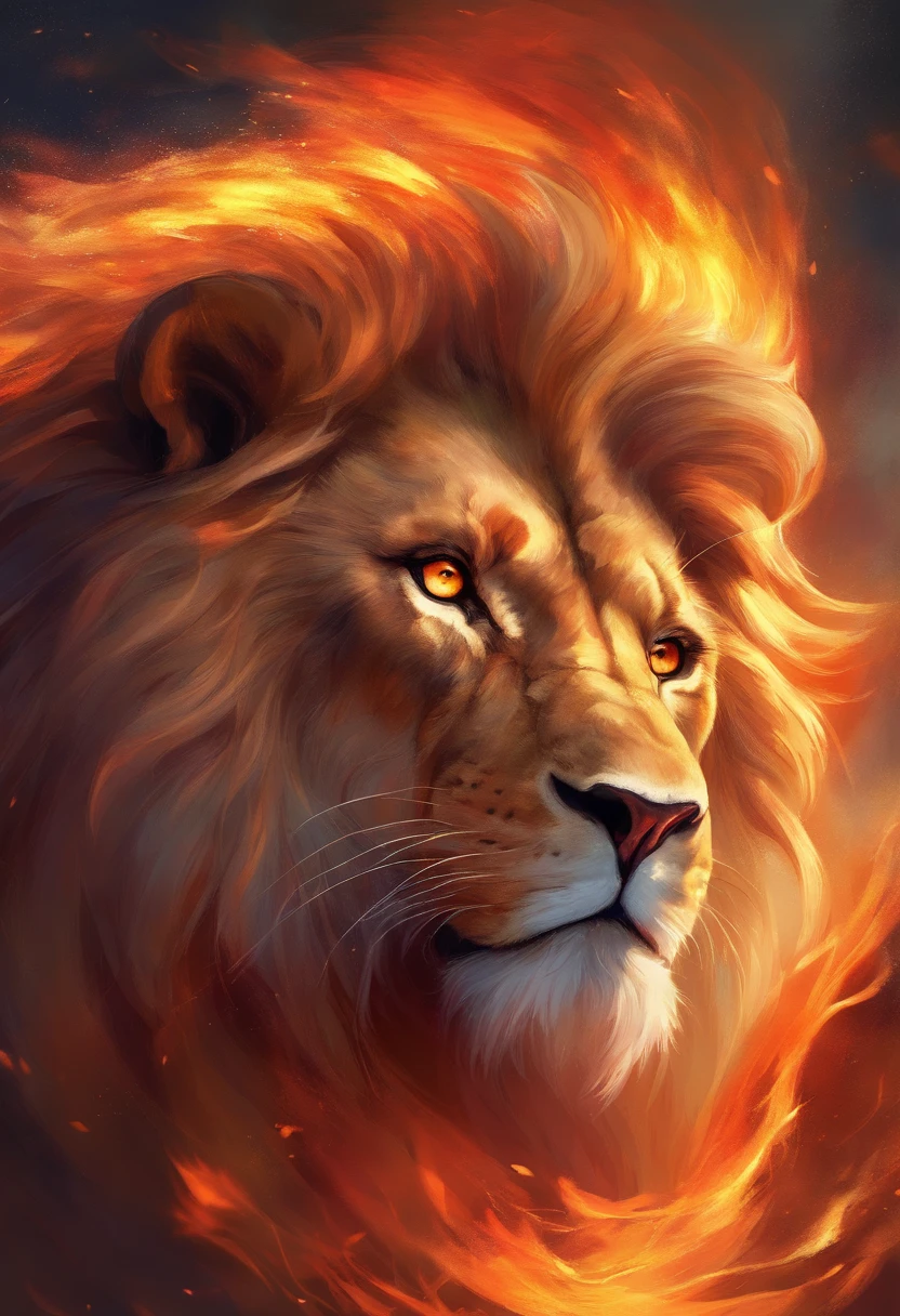 Splendid fire lion roaring