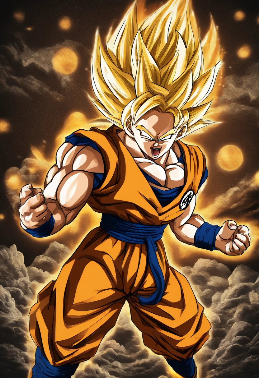 dragon ball super wallpaper, in the style of dark yellow and dark beige, photo-realistic drawings, raw emotion, yombe art, heavy use of palette knives, hurufiyya, realistic depiction of light --ar 9:16 --s 750 --niji 5