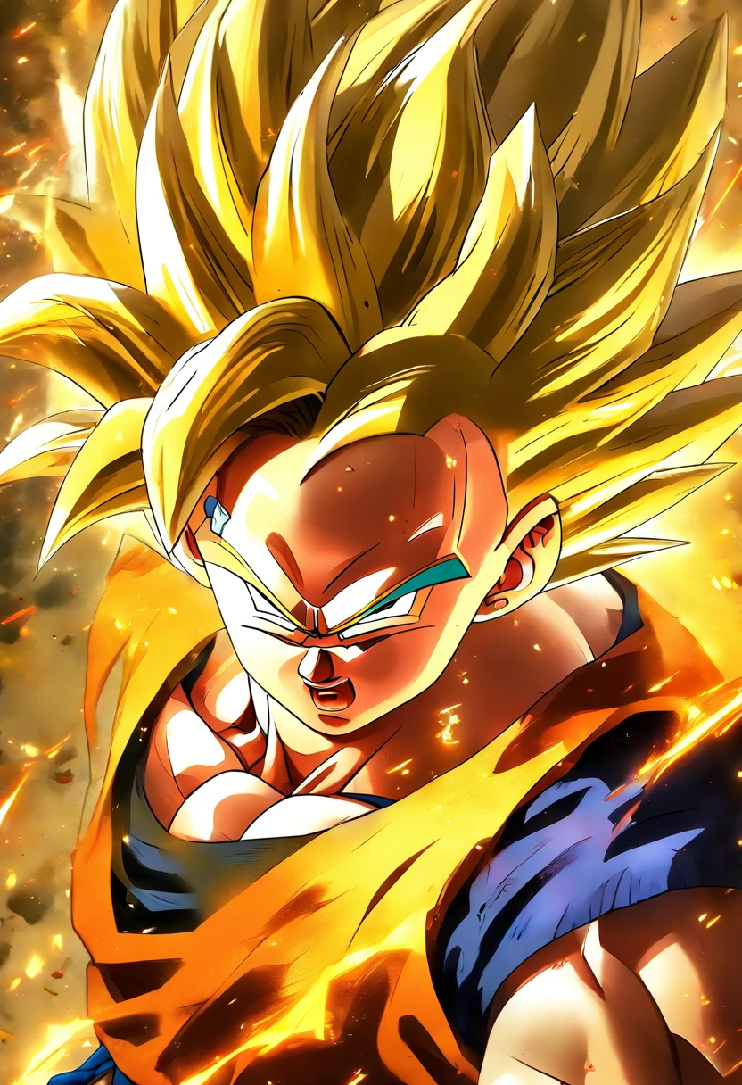 dragon ball super wallpaper, in the style of dark yellow and dark beige, photo-realistic drawings, raw emotion, yombe art, heavy use of palette knives, hurufiyya, realistic depiction of light --ar 9:16 --s 750 --niji 5