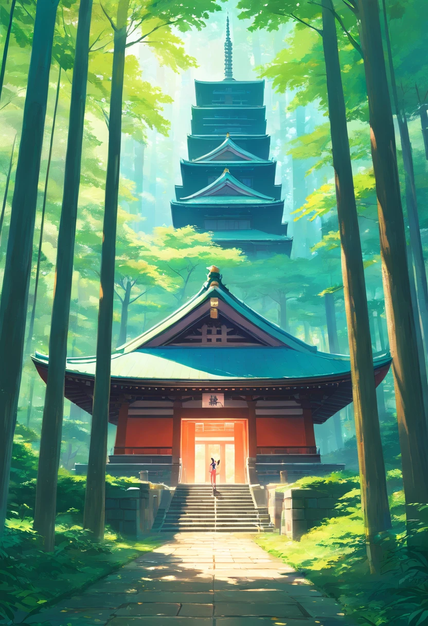 Japanese temple in the middle of the forest,