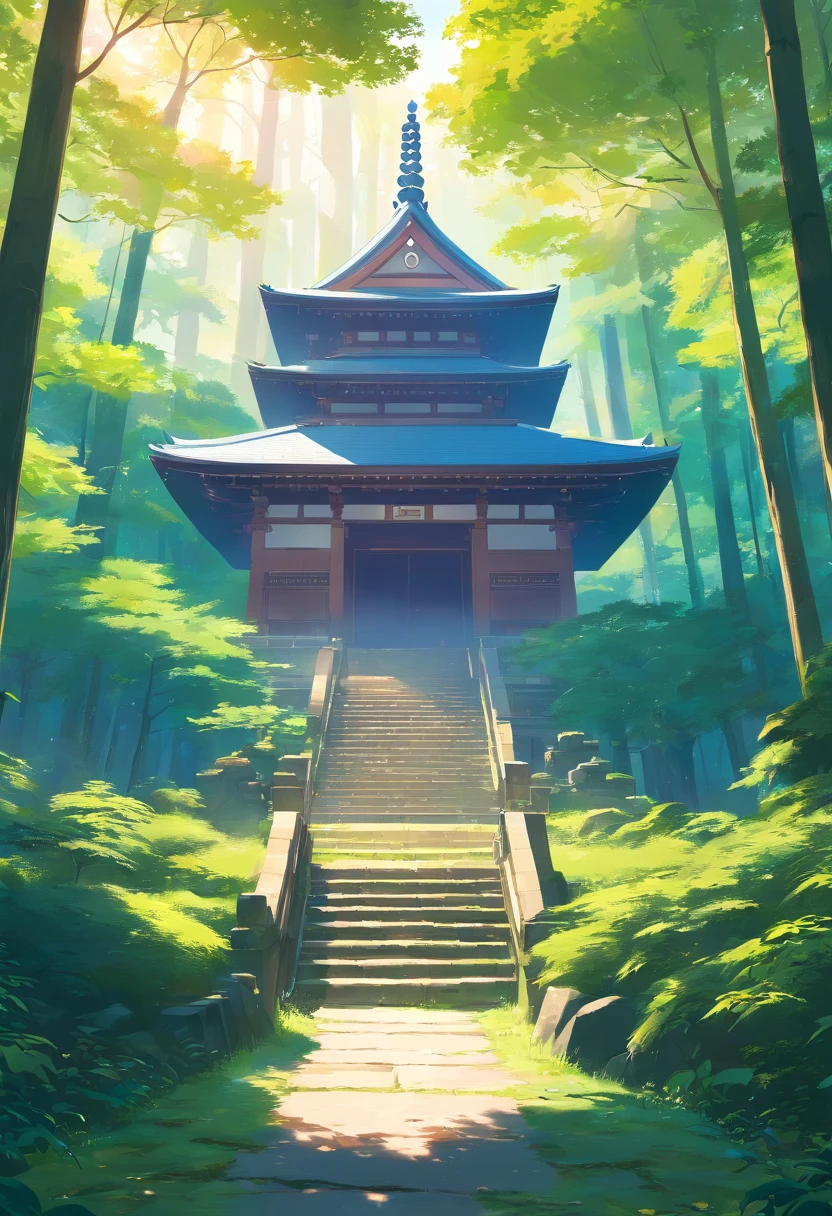 Japanese temple in the middle of the forest,