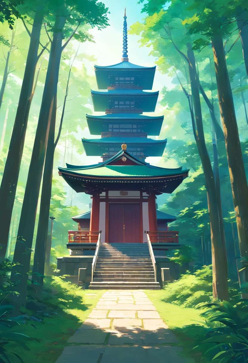 Japanese temple in the middle of the forest,