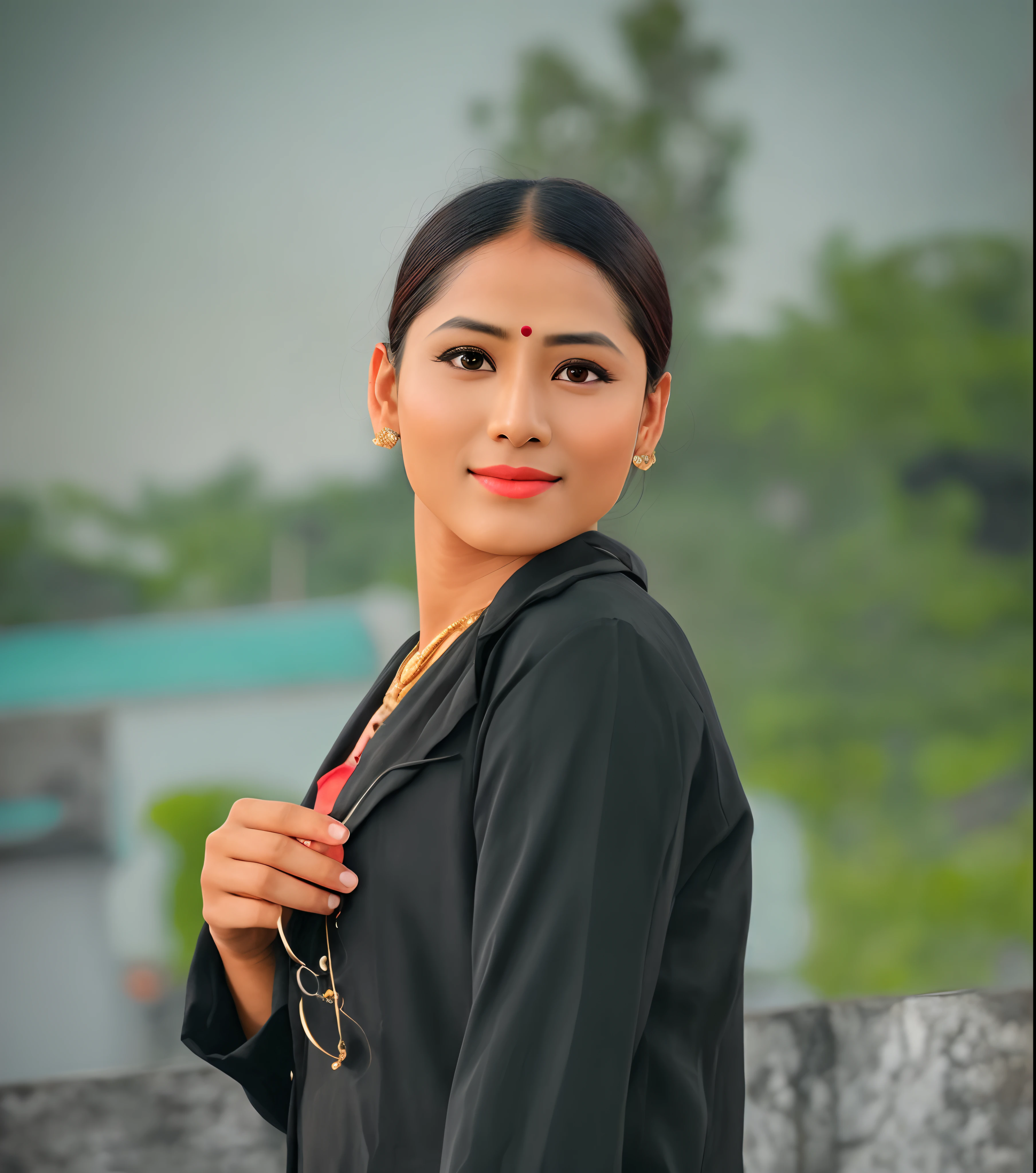 Same skin tone as around , ling hair , indian style clothes , 8k , realistic picture