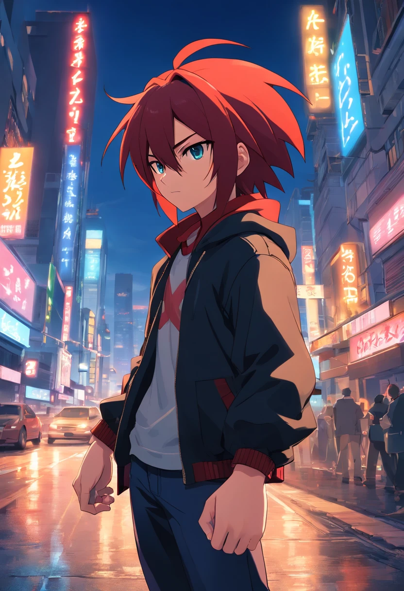 Knuckles do jogo Sonic the Hegehog, masculino, pelos vermelhos, wearing black spy clothes, with a serious expression, incredible details, Dynamic background of a city at night