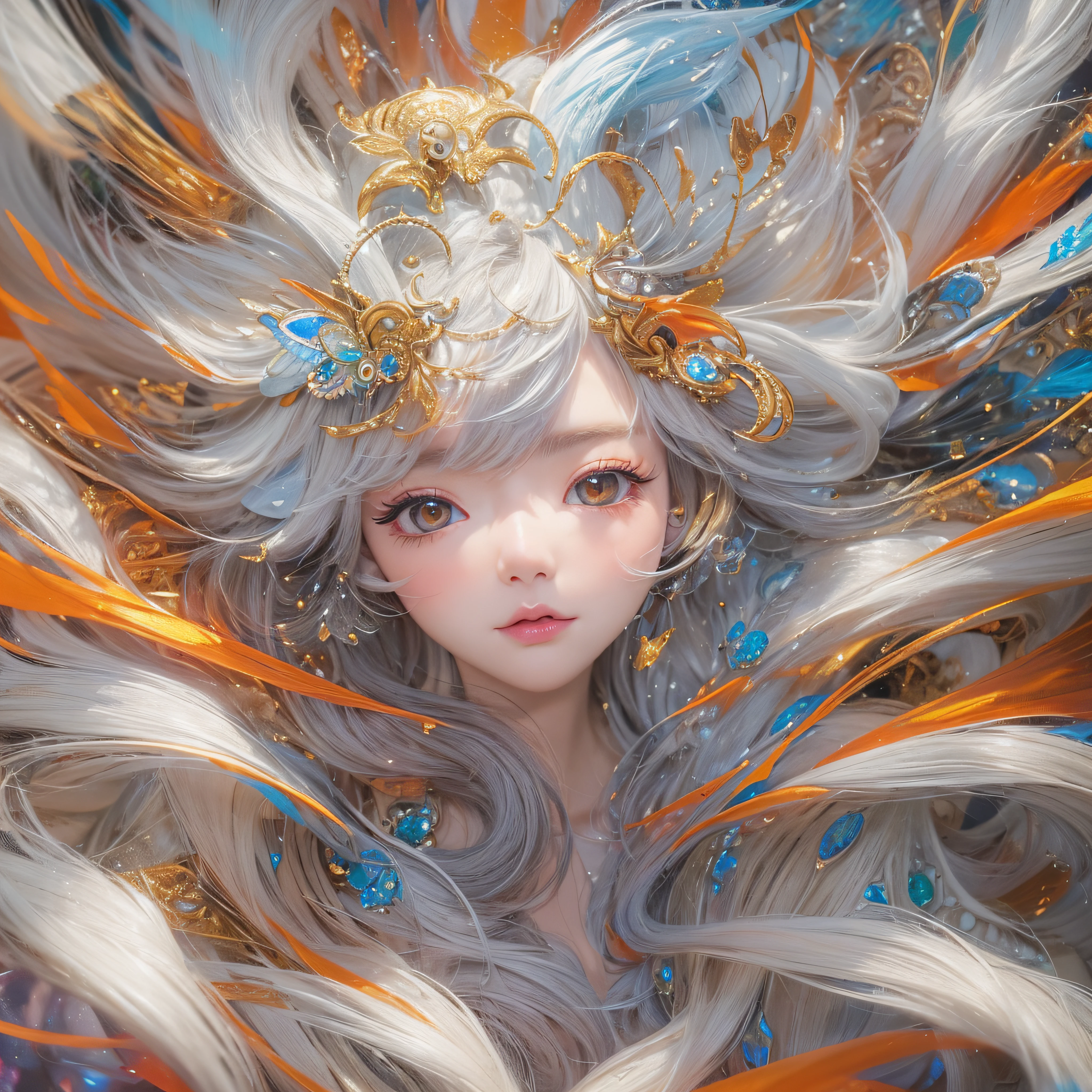 close up of face、Dog Ear Headband、Facing the front、makeup、Dog Girl Costume、Cosplay、(masterpiece、realisitic、hight resolution)、(1 girl in):1.2)、Do-Up Eye、Korean Girl、(Best Quality), (masutepiece), (1girl in), Solo, Beautiful Girl, Perfect face, dreamlikeart、Highly detailed airbrush art(((Surreal))、intricate detailes、Volumetric lighting、(masterpiece:1.2)、(top-quality)、The ultra-detailliert、(The composition of the movement:1.4)、Highly detailed colorful details、(Bright lighting、Atmospheric lighting)、Magical、dynamic compositions、Ray traching、The mirror reflects light、Shallow depth of field、ultra-detailliert、mixing exposure、nffsw、Super masterpiece、Run around the field