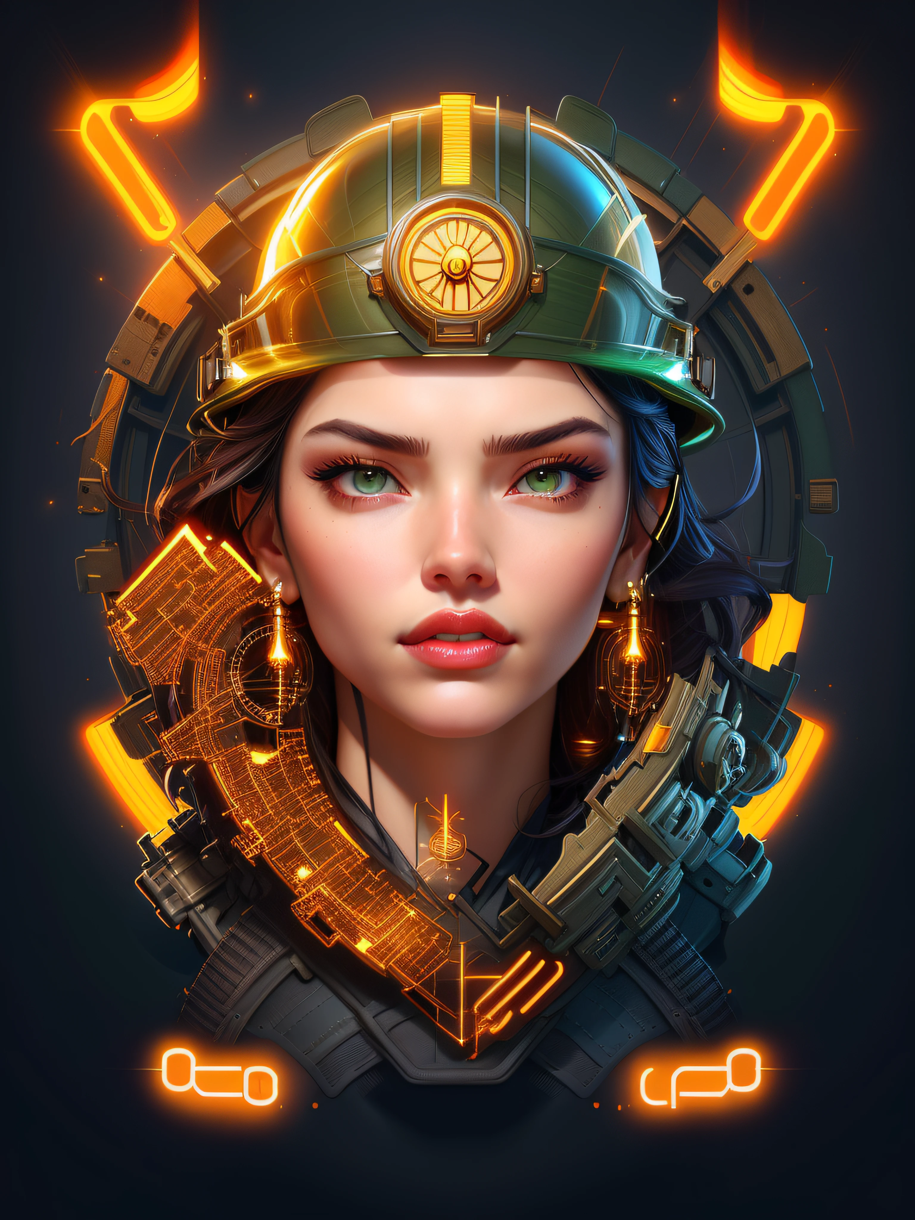 a close up of a woman (Adriana Lima :1.1) red lips, green eyes wearing a helmet with a clock in the background, stunning digital illustration, epic portrait illustration, 4k detailed digital art, epic digital art illustration, cgsociety portrait, fantasy art behance, unreal 5. rpg portrait, 4k highly detailed digital art, beautiful digital artwork, artgerm julie bell beeple, 8k stunning artwork