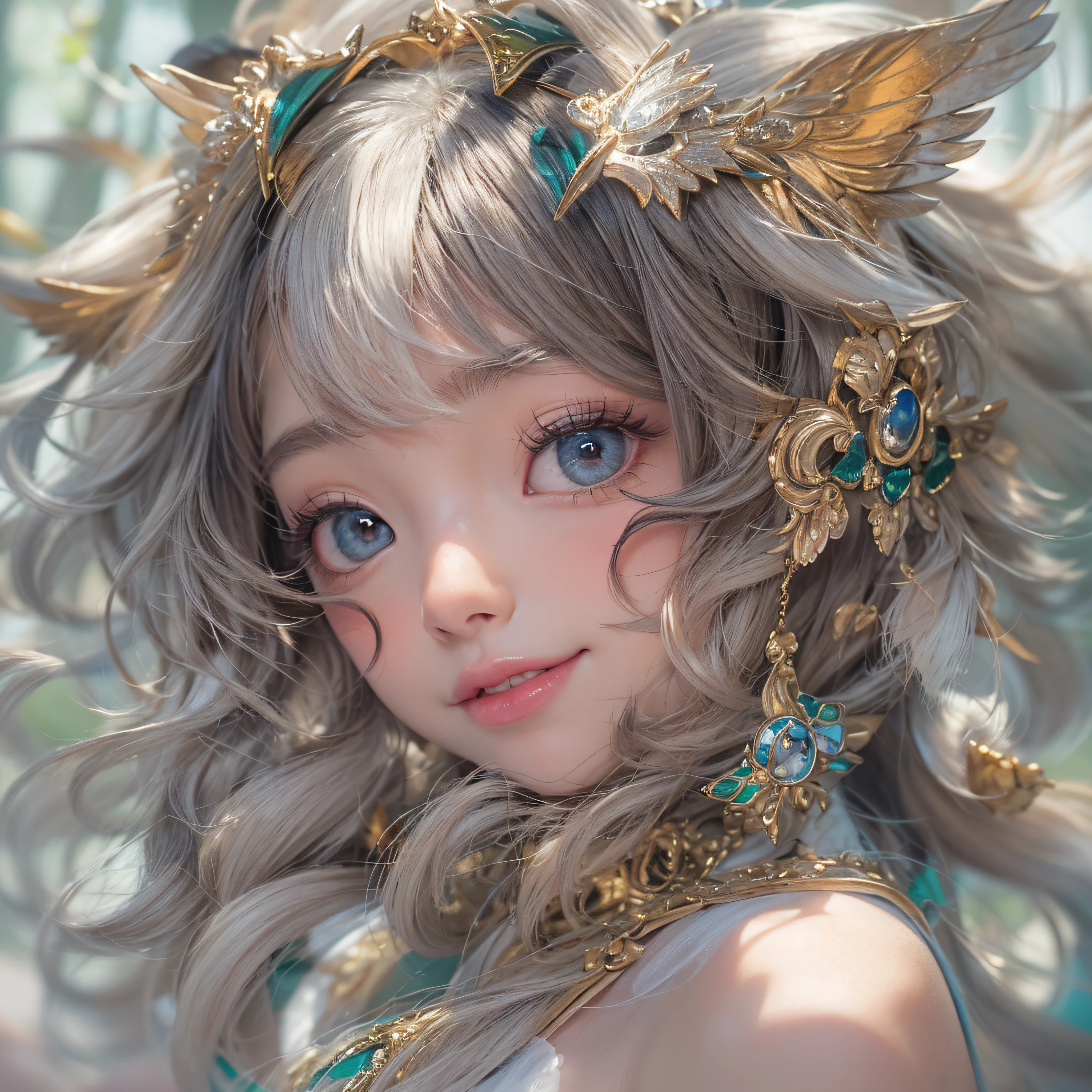 Hiding in an ancient shrine、Hair Flow、 ((Highest quality、masterpiece、8K、Best image quality、Ultra-high resolution、Award-winning works)、(Accurate anatomy:1.1)、(Look at me and smile:1.1)、Shining fair skin with Ultra-high resolution、The most detailed face、Ultra-high resolution detailed face、Ultra-high resolutionの髪の毛、(Ultra-high resolutionの煌めく瞳:1.1)、Beautiful face drawn in every detail、Ancient Maiden Clothing, Chest to chest, tattoo、Apart from the white fox