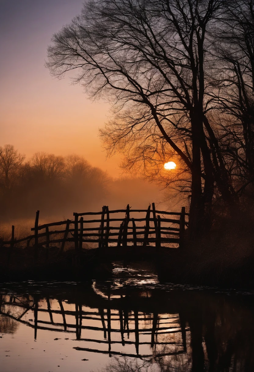 At dusk, a flock of crows landed on the old trees entangled with dead vines, emitting a mournful wail. The water under the small bridge is rumbling, and the farmers on the side of the small bridge are cooking smoke. The setting sun gradually lost its luster and fell from the west. In the cold night, only lonely travelers drift in distant places.