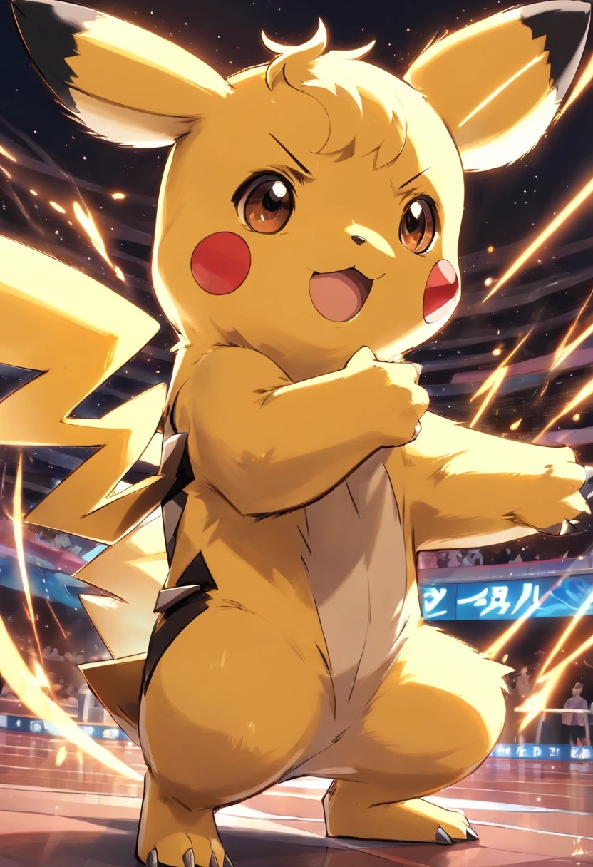 pikachu malhando pesado em uma academia, bodybuilder, musculoso, pokemon