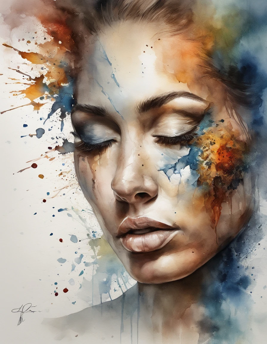 3d puzle , staring beauty woman , redhead, Ogive explosive, Machine parts embedded in the face, Dramatic artwork, photomanipulation, Manipulation de photos, Disintegration,, explosion of data fragments, tinnitus, official artwork, incredibly high detailed, Photoshop Art, effet de bruit, dark blue