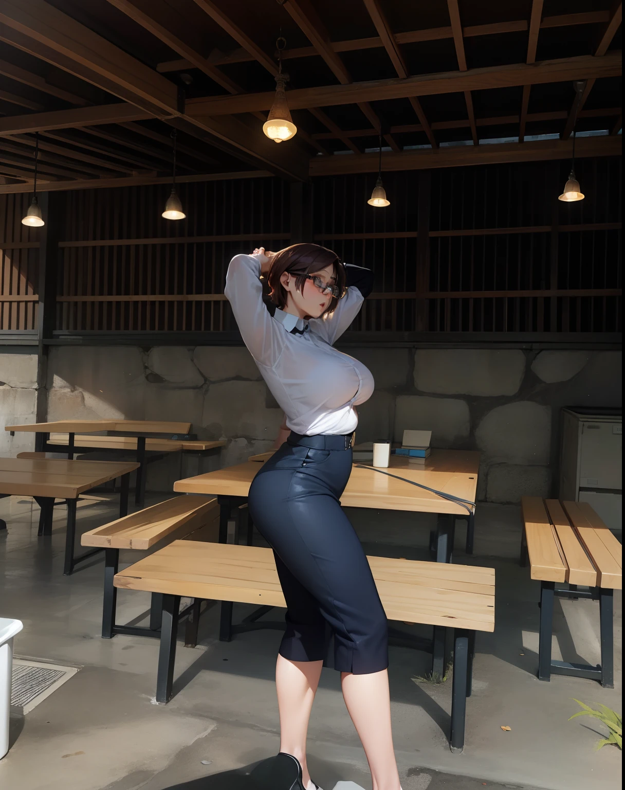 Older Women, Big Boobs, wear Glasses, Short Hair, Sexy Body, Domiant