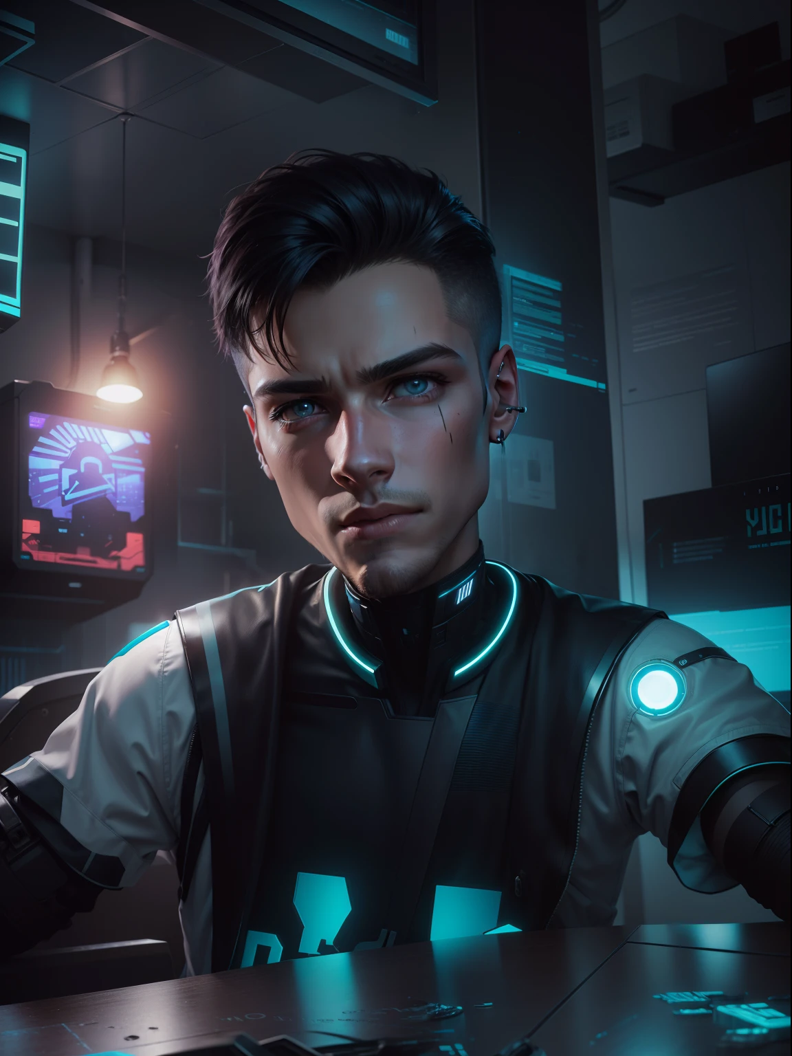 Change to a ultra realistic cyber punk handsome boy, ultra real look, 4k