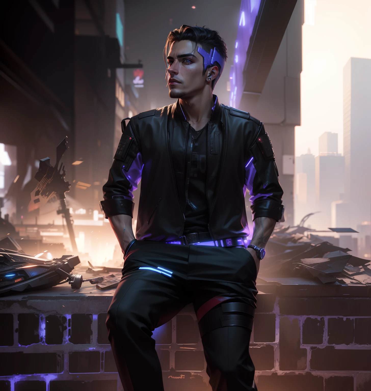 Change background cyberpunk handsome boy. Realistic face.ultra 8k image