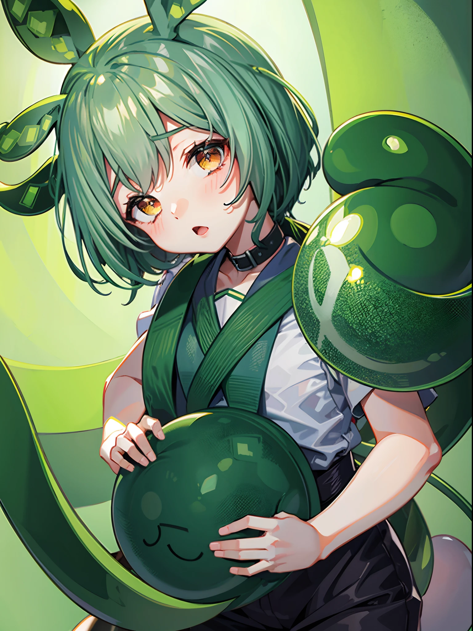 loli, abstraction, portrait, elemental, green tone