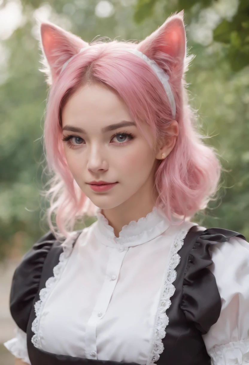 Cute super delicate European catgirl in a tiny lolita dress with pink hair. Realistic pink kitty ears. Collar and name tag. Utra high image quality, tokyo at night background, blurry, bokah. Dark lighting, low key lighting, dark and gritty, nsfw, large breasts, cleavage, sexy pose, sexy expression, leaning forward