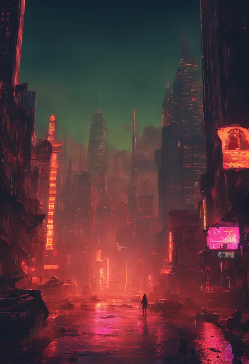 (best quality,highres,masterpiece:1.2),ultra-detailed,gothic architecture,night cityscape,gargoyle sculptures,dramatic lighting,menacing atmosphere,dystopian vibe,crumbling buildings,gloomy alleys,stormy weather,bat signal in the sky,intense shadows,Batmobile in the distance,grim and mysterious,delicate raindrops,foggy streets,bat wings,haunting silence,ominous presence,dark knight,cloaked in darkness,foreboding,moody tones,city in distress,majestic skyline,hero in the shadows,protecting the innocent,eternal night,ominous aura.