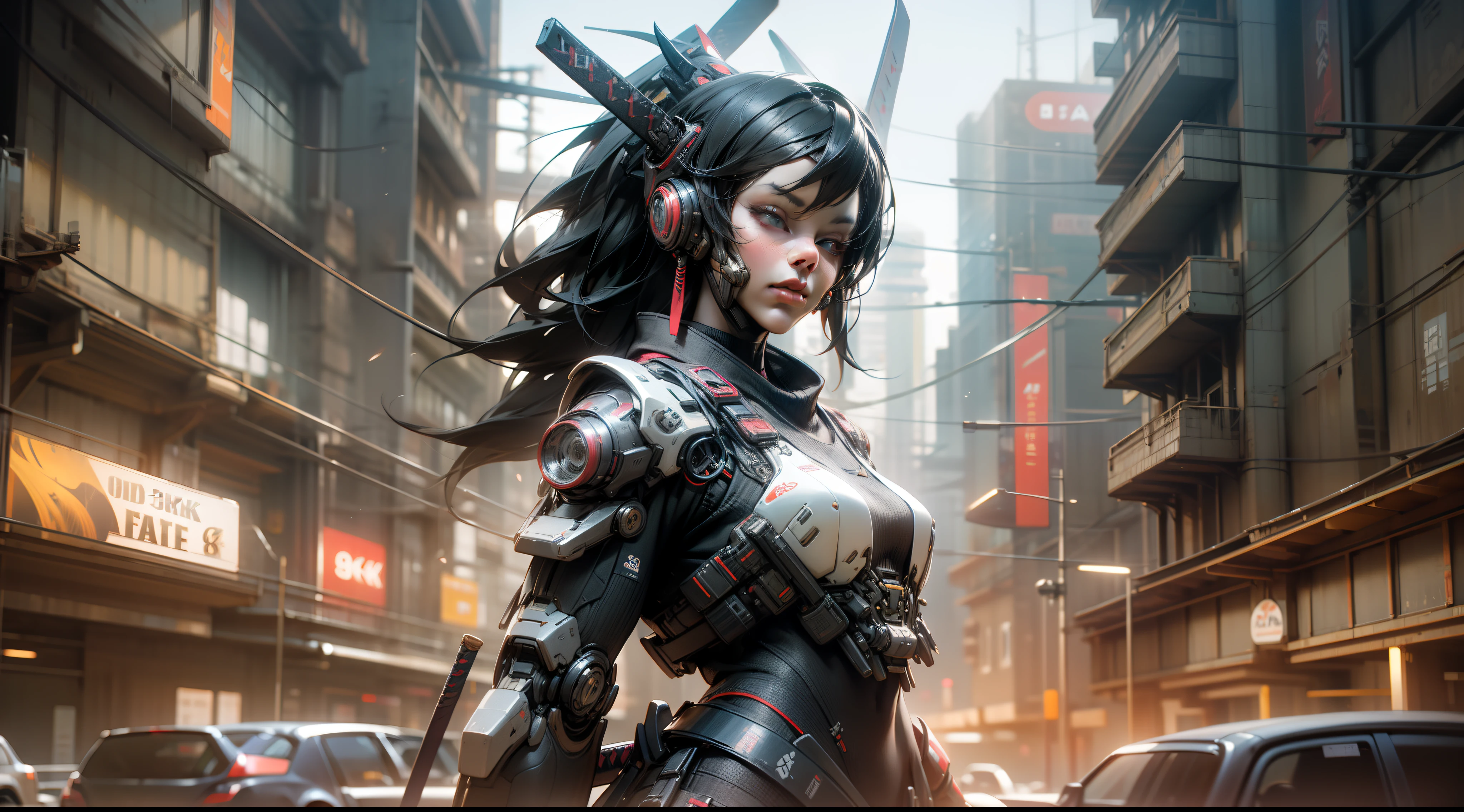 Cyberpunk Samurai, 8k octane 3d render, 8 k octane detailed render, very beautiful cyberpunk samurai, cyberpunk art ultrarealistic 8k, fantasy style 8 k octane render, octane 8k render, octane 8 k render, cyberpunk flame suit，high - tech，katana swords