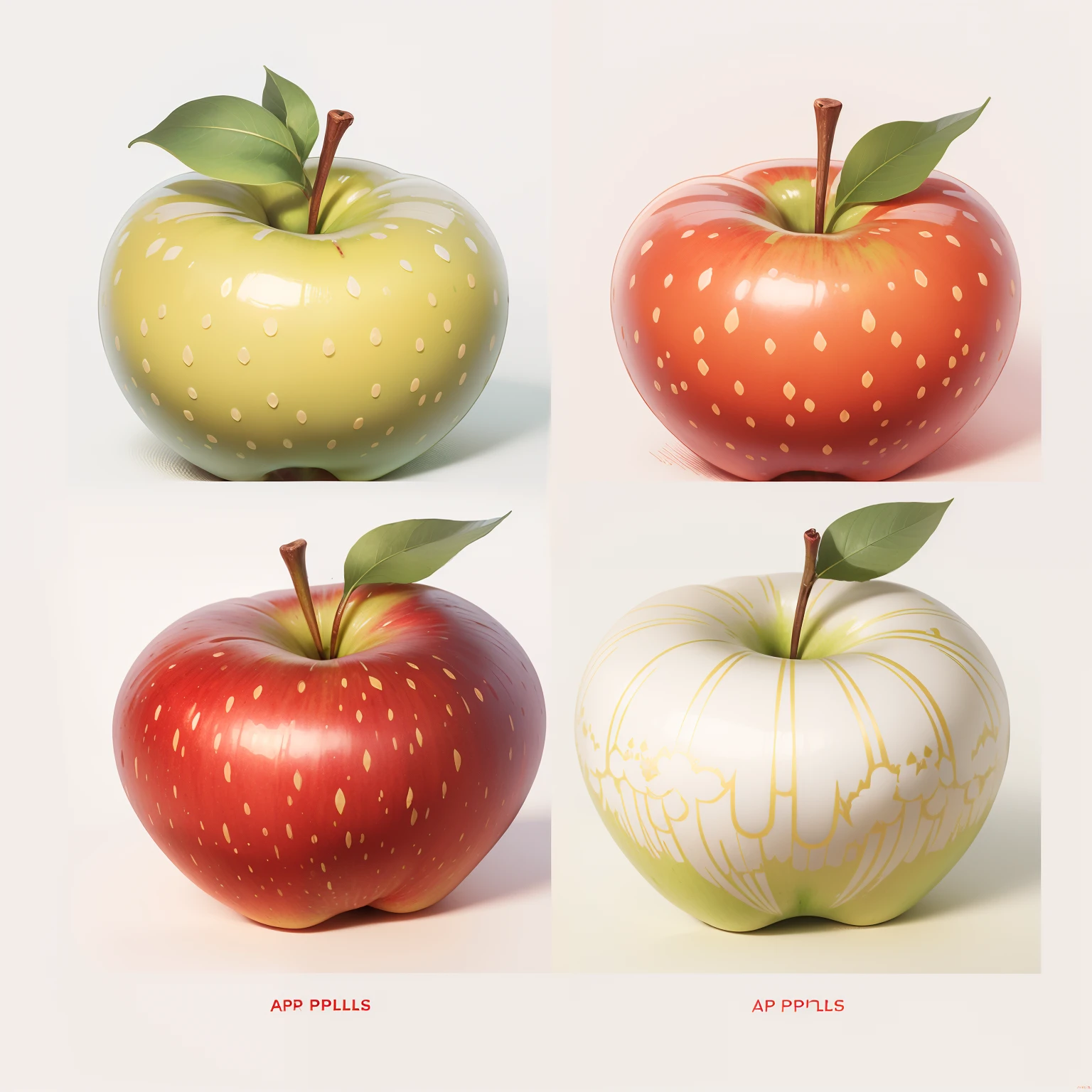 Apples, high detailed, hand drawn, vibrant colors, area lighting,