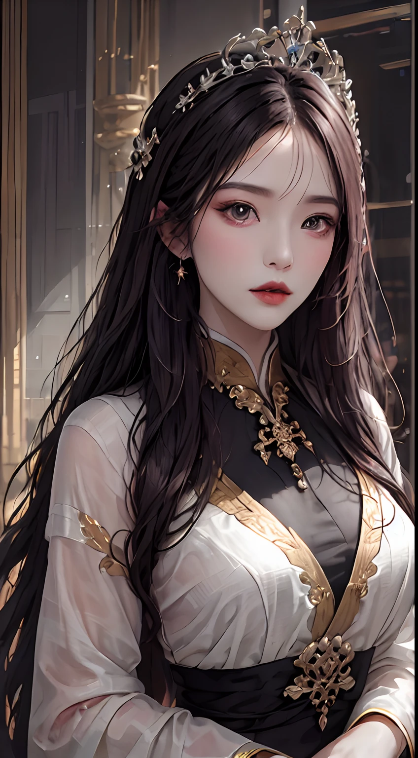 mature female, gigantic breasts, lips, naughty face, medieval city, cloud, motherly, thicc