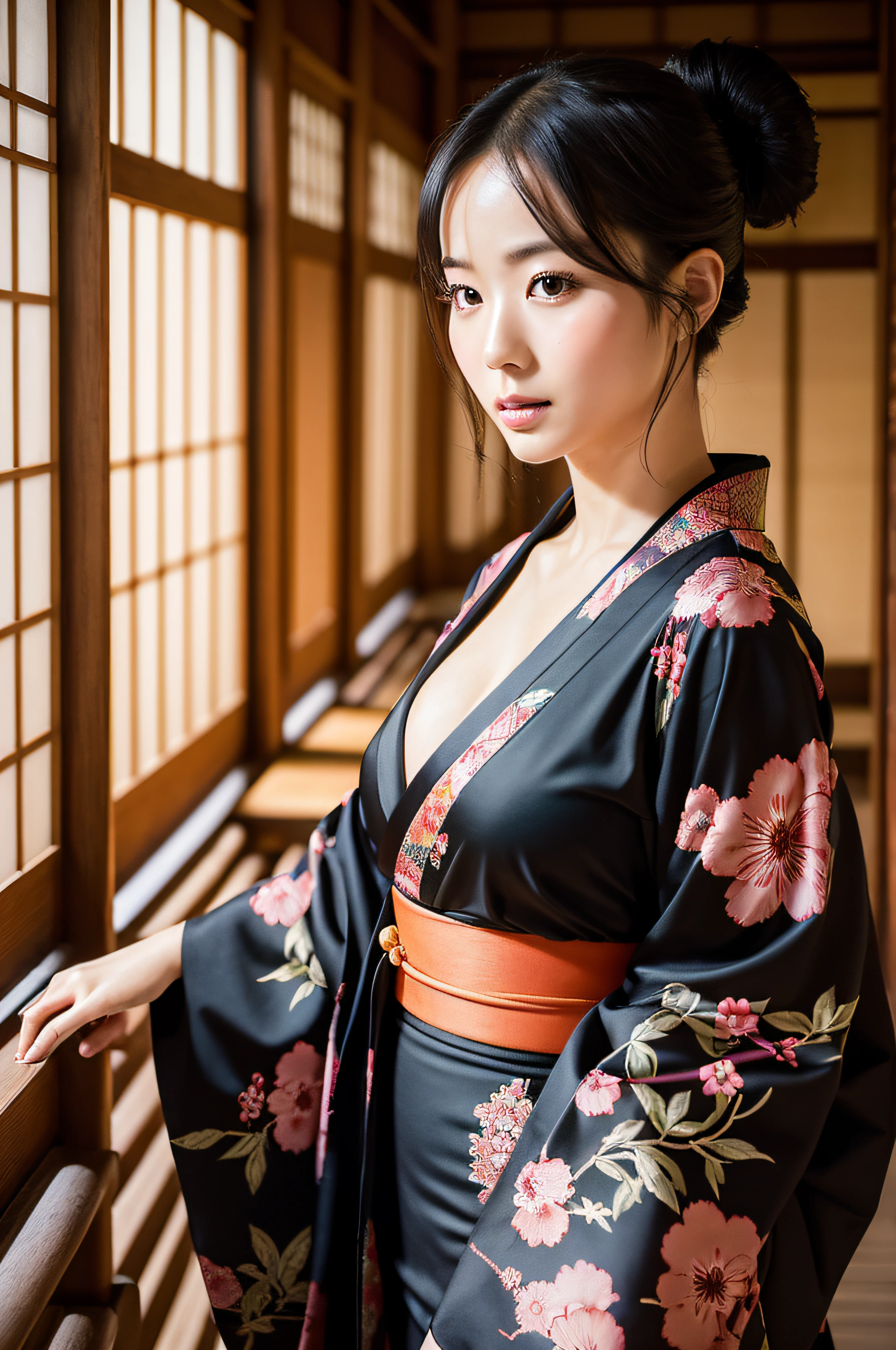 one naked araffe asian woman in kimono undressing holding a cigarette, in kimono, japanese goddess, elegant japanese woman, japanese model, in a kimono, glamorous and sexy geisha, wearing kimono, japanese woman, traditional japanese, japanese, kimono, organic seductive geisha, wearing a kimono, japanese kimono, japaneese style, traditional beauty, beautiful asian girl, beautiful asian woman, black red kimono, blond hair