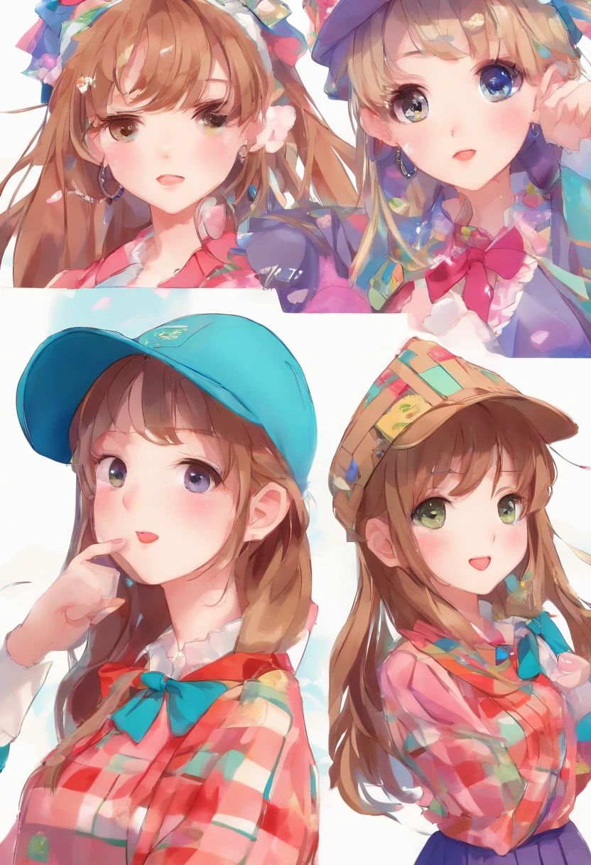 in 8K、top-quality、​masterpiece、ultra-detailliert、Ultra-high resolution、1 girl in、with round face、dark brown hair、Hair luster、Tear bag、二重まぶた、long eyelashes、drooing eyes、makeup、eyeshadows、poneyTail、校服、plaid skirts、full body Esbian、wonderment、strong breeze、Flipping skirt