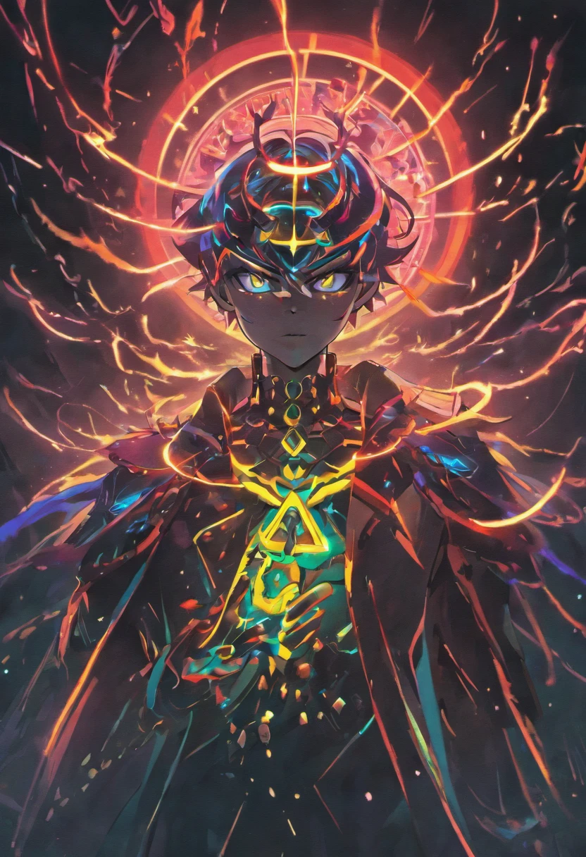 A bioluminescent photograph capturing the hypnotic close up portrait aura of a skullman wielding a vibrant blue luminous-sword. Inspired by Gatōken Shunshi's cyberpunk art on Artstation, this luminous composition merges rayonism with darksynth vibes. The intricate details of the luminous-sword and the skull-man are accentuated by a neon anime aesthetic, creating an electrifying visual experience.