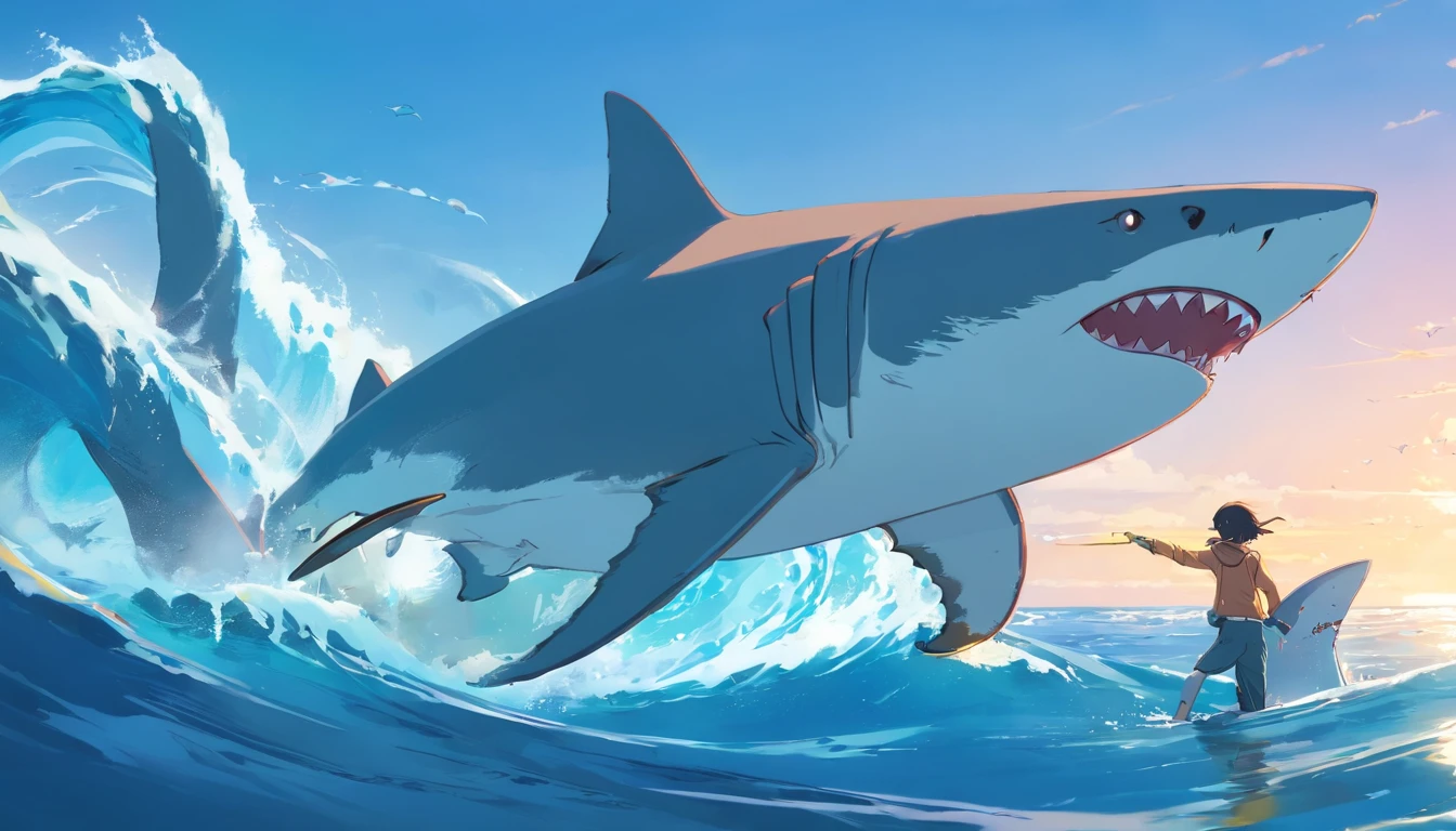 Great white shark,Cartoony