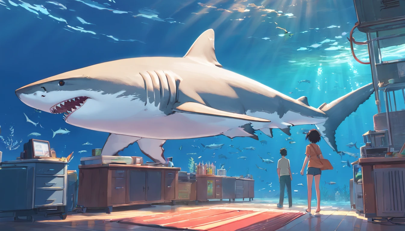 Great white shark，Cartoony