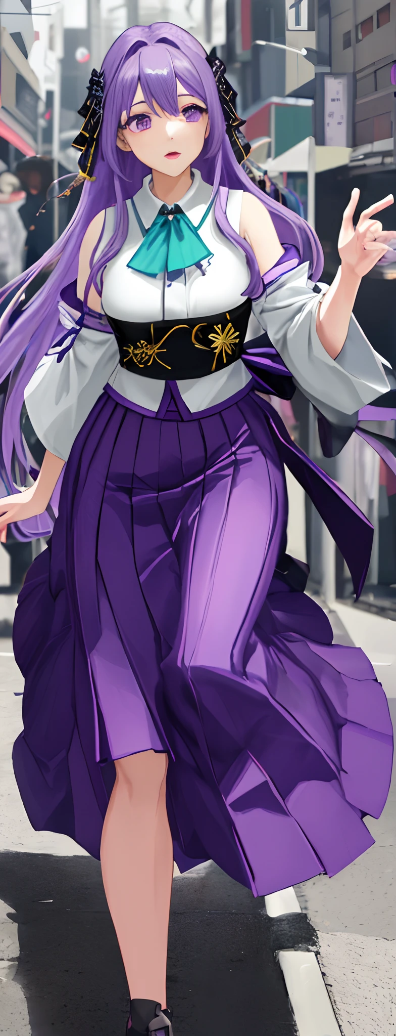 femele。Colossal tits。Toyojiri。Running。skirt by the。Portrait face。Hair color。purpleish color。