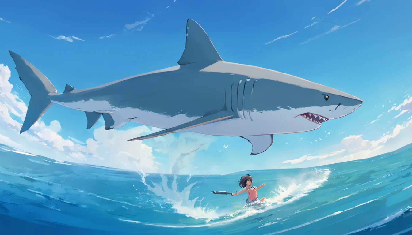 Great white shark,Cartoony,Front