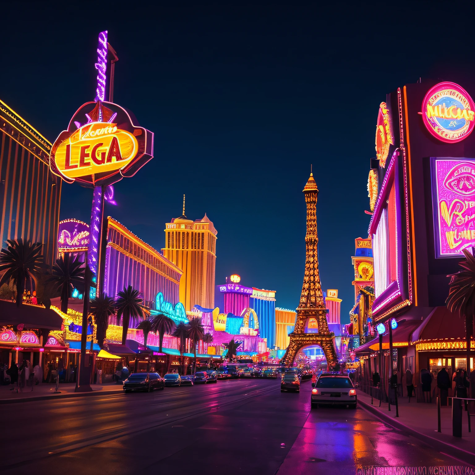 Las Vegas, Luces neon , Luces, vacia,