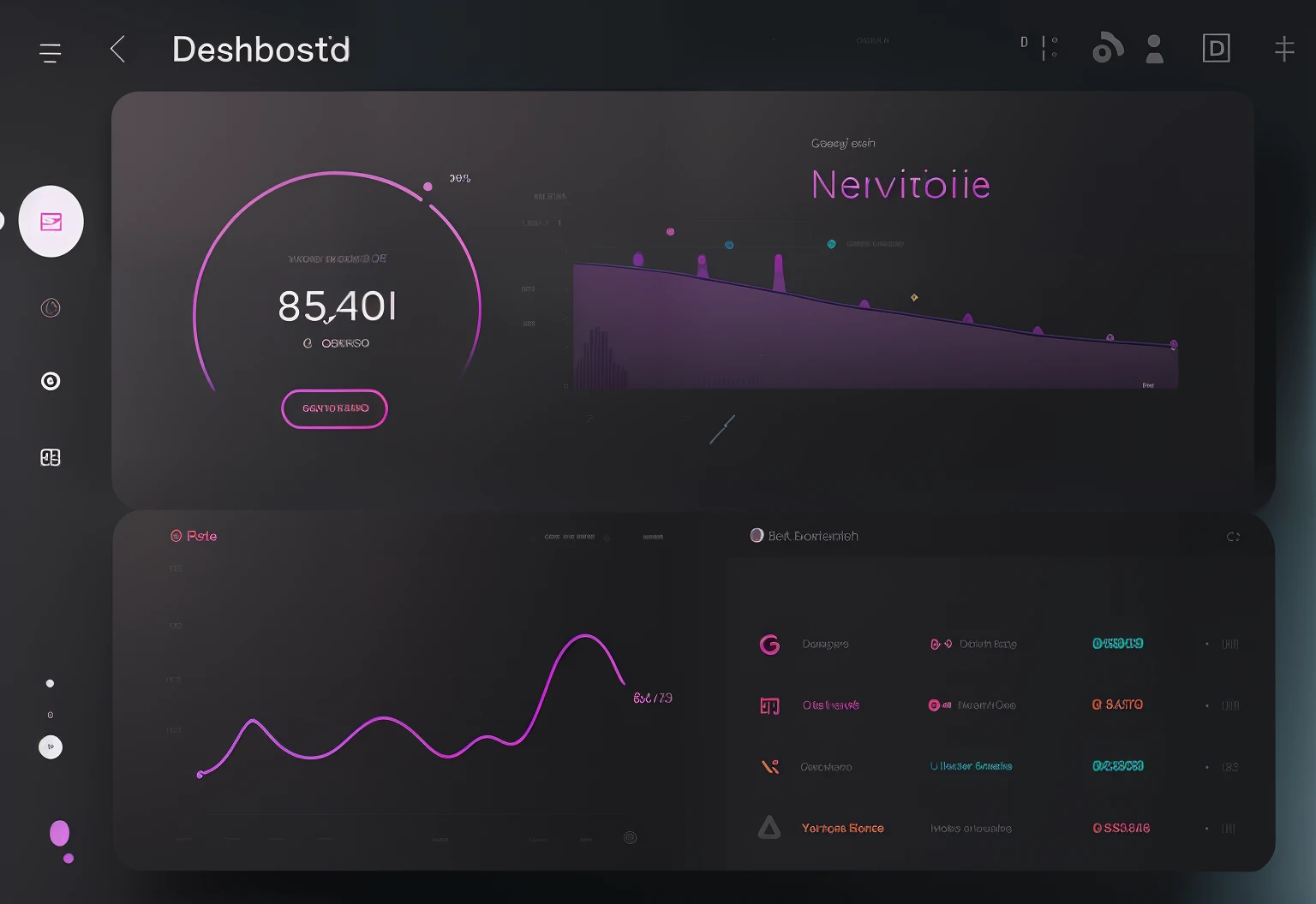 Dashboard UI Kit for a Mobile App, digital ui, tema de cor violeta, ui design, trending on dribbble, trending dribble, Design plano 2D simples, trending on dribbble, cor roxa-tema, Directed by: Derek Zabrocki, drible 8k, tema violeta, Modo escuro, Behance Lemanoosh, data visualization, DESIGN PLANO