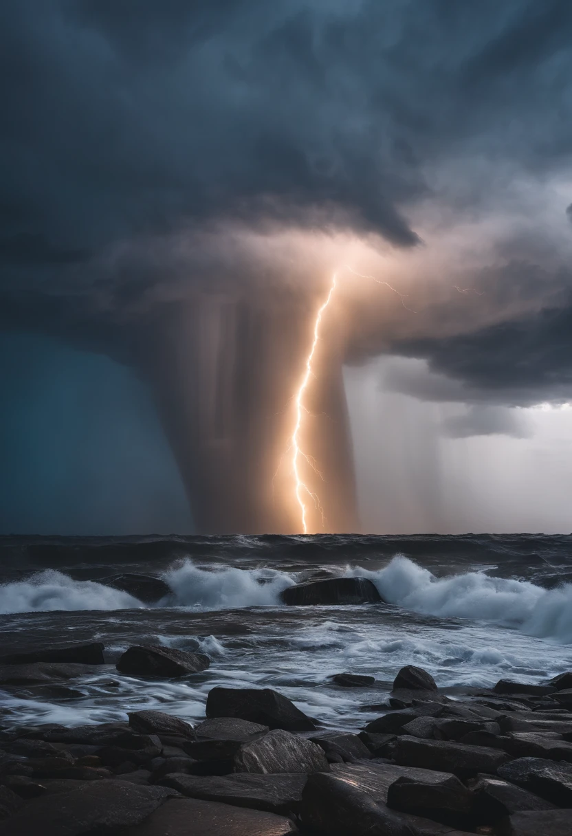 Water tornadoes，tidal waves，tornado，typhoon，swell sea，Armageddon，Greatwave，废墟，disrupt，，lakes，High water level，Bottomless，The run-down city creates a cinematic cityscape