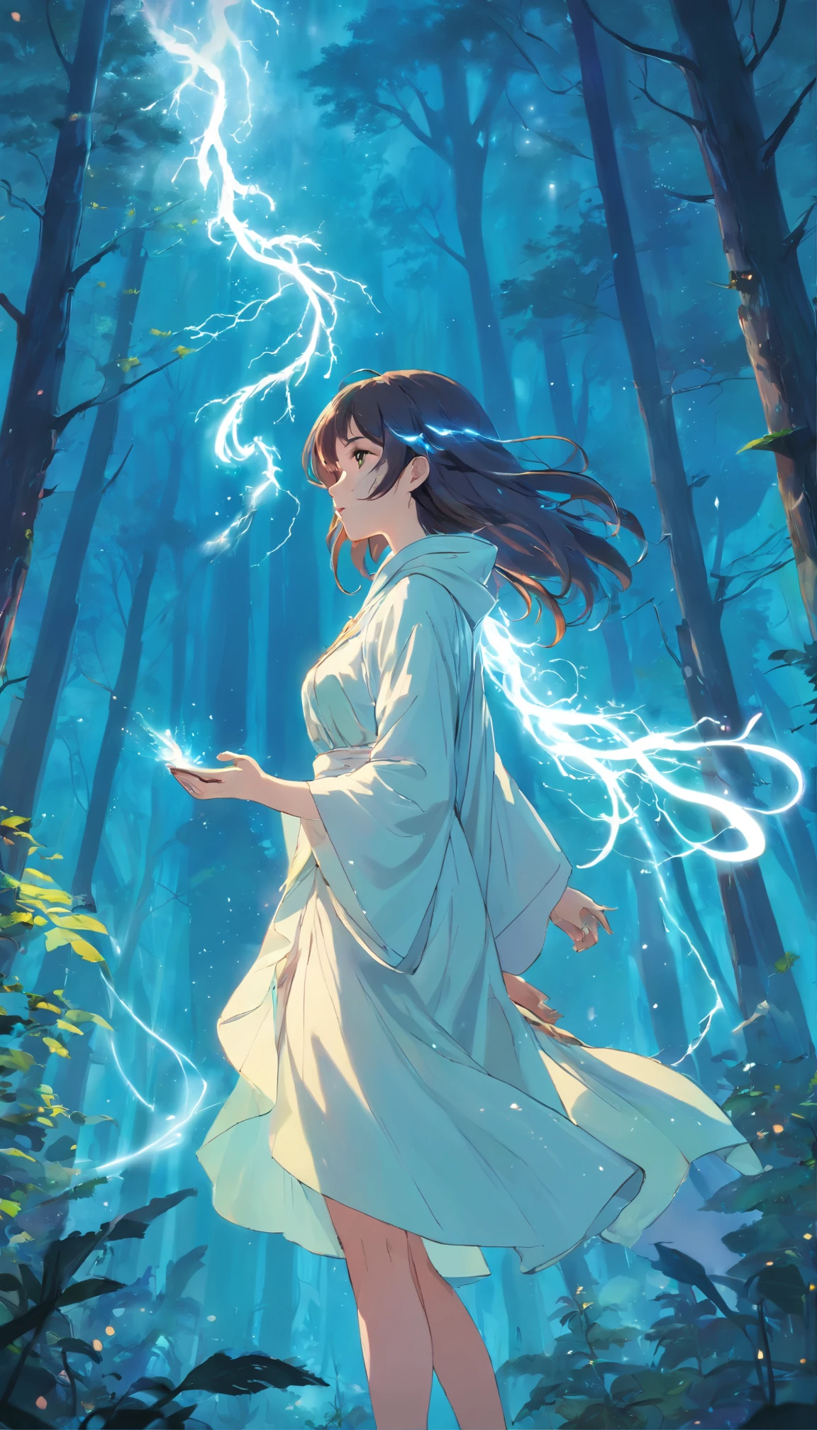 (Best quality, Masterpiece:1.2), ("Smoke" theme:1.1), (full bodyesbian:0.6), (Mysterious smoke lightning), A mysterious light shines in the forest, Stand on a girl captured by realistic splendor. The silhouette of her form is engraved with purpose, Shadows and thick silhouettes blend together,Defines her ethereal presence. In this fascinating portrait, She stared firmly upwards, Embodies the fusion of strength and vulnerability. Isolated and mysterious, She cast an unwavering concentration spell, Her lips pursed intently and gently. Dressed in a flowing white robe, Her hair fluttered in the wind, Imitates the movement of a choppy sea. The exquisite skill of mushrooms:&Vadim Kashin the maximum way:1.5 complex and deep textures in detail, A testament to skill and imagination. In this surreal dream, The forest is full of bioluminescent plants, A range of colors echo the stars above. The mesmerizing chorus of floating deep jellyfish adds a captivating aura to the scene, Their gentle undulations create otherworldly dances in the fog. The juxtaposition of the earth and the ocean, Forests and oceans, Depicted in stark contrast, Each element complements each other in a harmonious symphony. The work breathes life into the ethereal through artist WLOP's fractal halo and cosmic femininity, Infuse the environment with an otherworldly aura. In this enchanting environment, She shines with bioluminescence, Sparkle in a soft haze. Engaging scenes are crafted with complex renderings of octane renderings, Striking a balance between exquisite details and immersive beauty