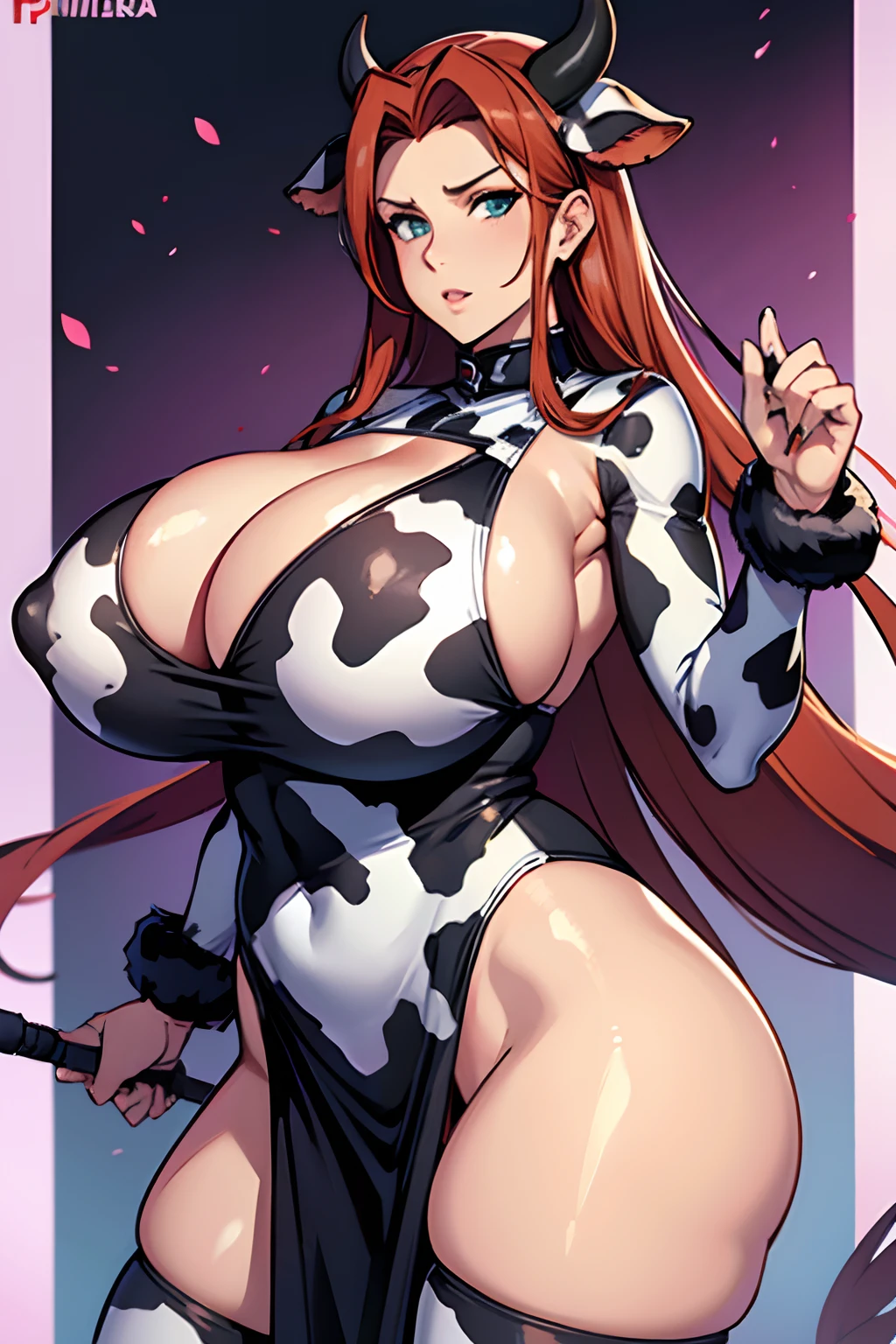 Mujer en cow print con huge breast and big nipples
ass