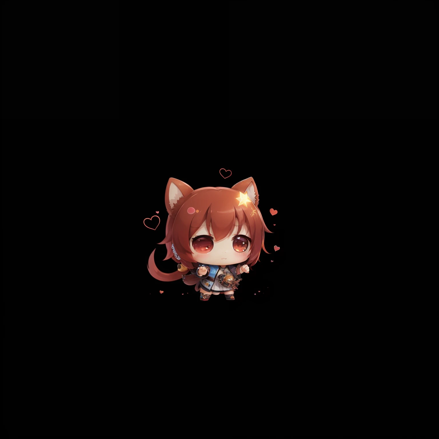 masterpiece, detailed, soft lighting, goth catgirl with long red hair, orange eyes <lora:chibiStyle_v1:1>, chibi