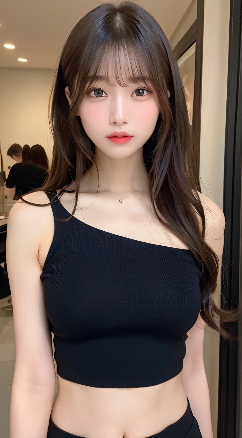 ((top-quality、8k、masuter piece:1.3))、1 female、Beautiful girl emphasizing slender abs 1.3(Hairstyle Random、Pop breast 1.2)、Plain clothe:1.2、inside the house、hyperdetailed face、A detailed eye、Double eyelids
