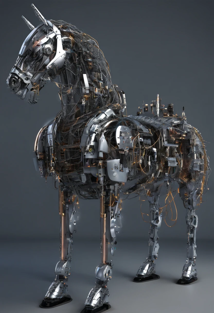 anatomically correct biomechanical horse, andamento gracioso, detalhes ultra realistas