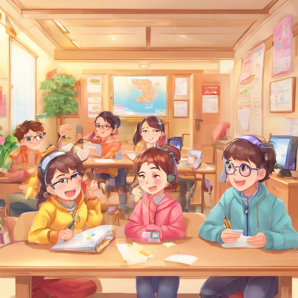 Draw a bright classroom,It's full of technology vibe。Students in the classroom、You can use VR glasses for virtual reality learning,Explore different scenarios and knowledge in an immersive way。At the same time,Some students draw cartoon characters,Show their creativity and artistic talent。Teacher teaches students how to take pictures with a camera,Hone your photography skills。Still others draw with a brush,Express your thoughts and feelings。At the same time,Some students explore the classroom,Discover new knowledge and discoveries。Some students operate drones to measure,Demonstrate the application and innovation of technology。You can lay out the entire illustration vertically,Highlight your character's face and facial expressions,This illustration is suitable for commercial use,Can be used for education-related advertising、Promotional Materials, etc,Demonstrate the technology and innovation of modern education。
