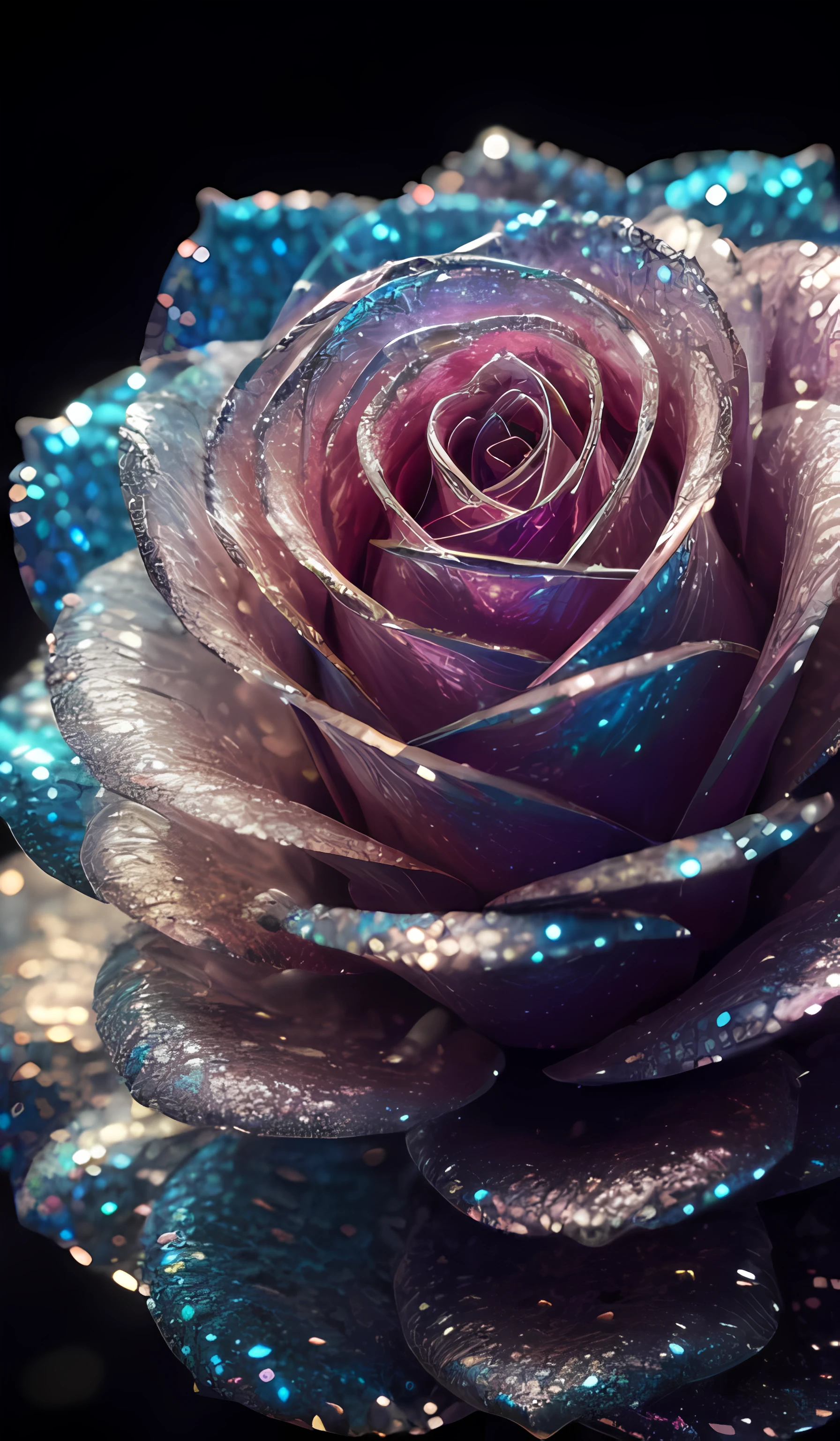 Crystal rose， fanciful, galaxias, cleanness, glittery, glittery, Splendor, Colorful, Amazing photography, dramatic  lighting, photo-realism, ultra - detailed, 4K, depth of fields, A high resolution