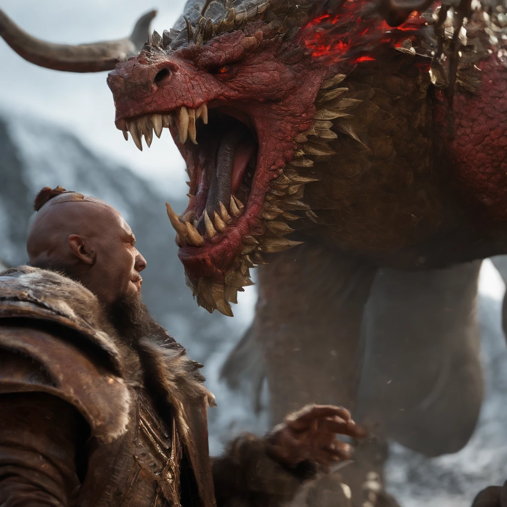 Golden Tenryu,Harsh red eyes,Close-up release of blood fire from the nose,Chest scales,high high quality,8K,Many details,Fire lettuce,Alas,4 legs,Spotted claws,golds,dangers,fires,dentes pontiagudos,big dragon,immensity,threatening,imponent