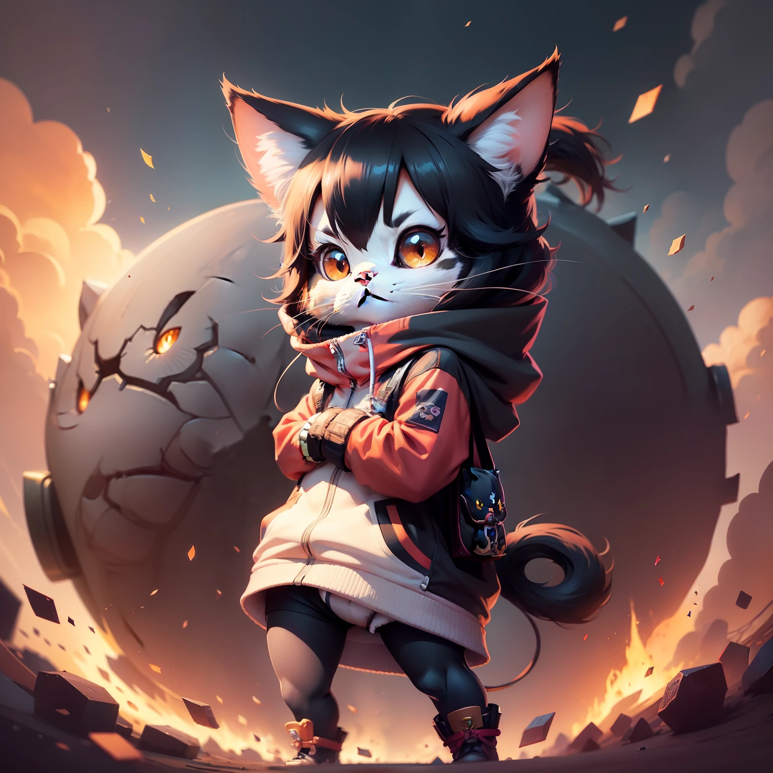 Cartoon cat in jersey, cute detailed digital art, Adorable Digital Painting, Cute digital art, teemo, Advanced Digital Chibi Art, epic digital art illustration, by Shitao, artwork in the style of guweiz, anthropomorphic cat, Jason Chan, fanart best artstation, fursona wearing stylish clothes