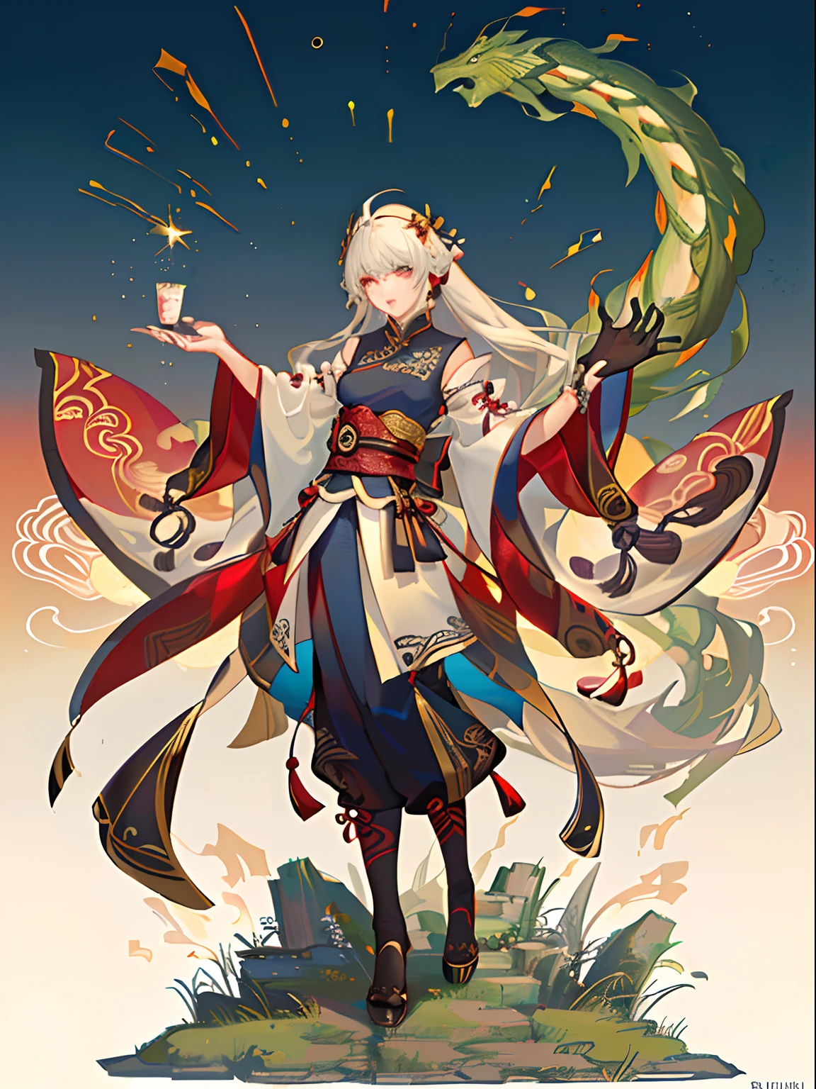 white backgrounid：1.4），（对称：1.5），Oriental Shenlong，（Masterpiece: Oriental Shenlong，middle，Oriental elements），（China - chic illustration：1.2，Vector painting：1.2），（Chinese colors，senior color matching），（reasonable design，Clear lines，High clarity，MUCH QUALITY，Very meticulous，tmasterpiece，offcial art，movie light effect，4K）