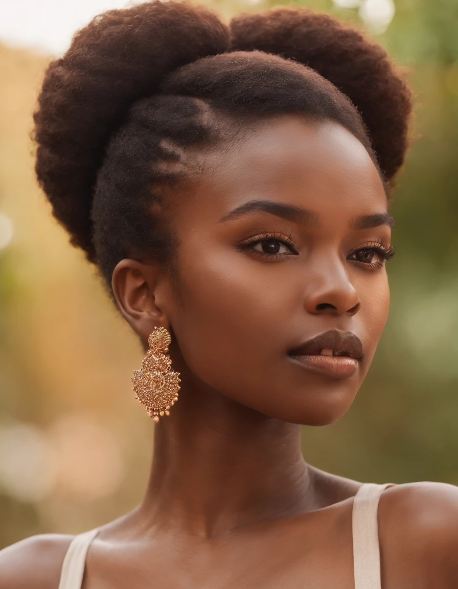 illustration image of a woman with hair, eyebrows and earrings, in the style of light orange, saturated palette, art of the ivory coast, editorial illustrations, cranberrycore, warmcore, neon