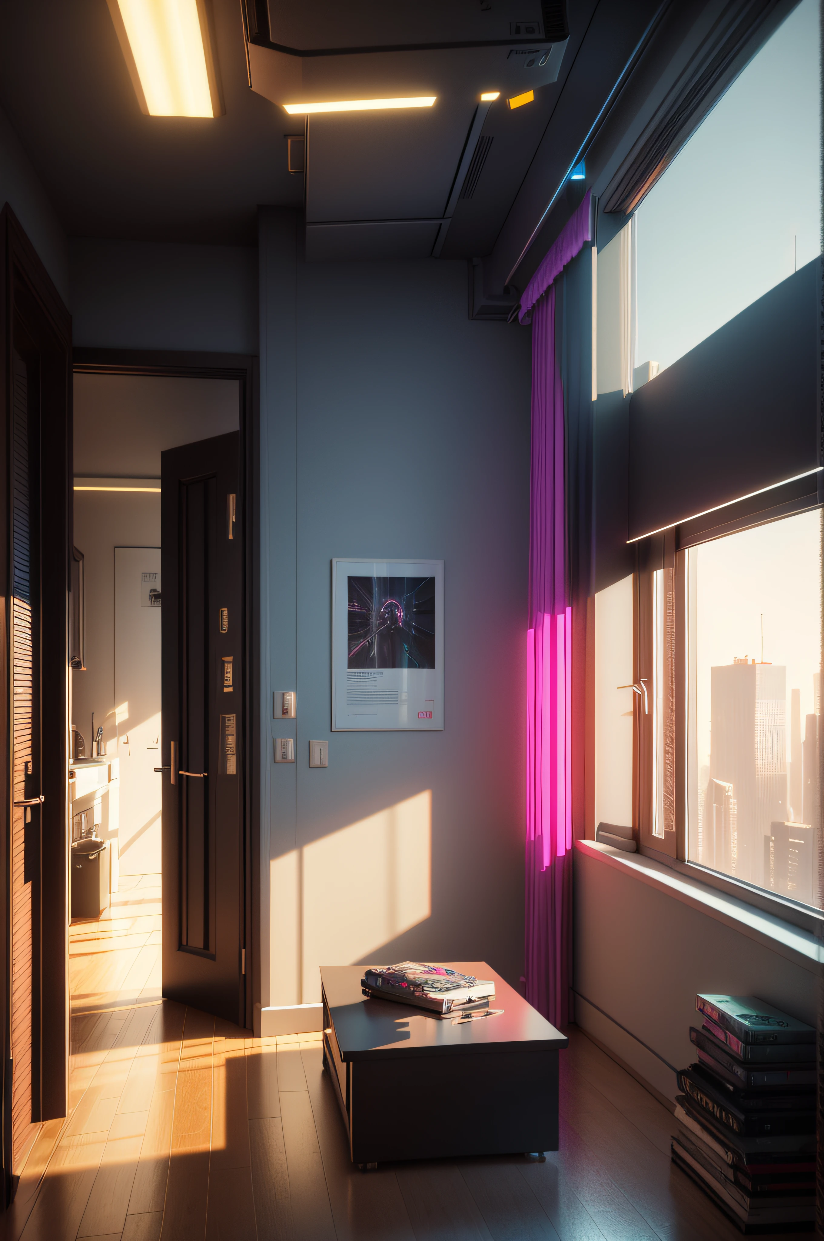 octane render, cyberpunk apartment, the cyberpunk apartment