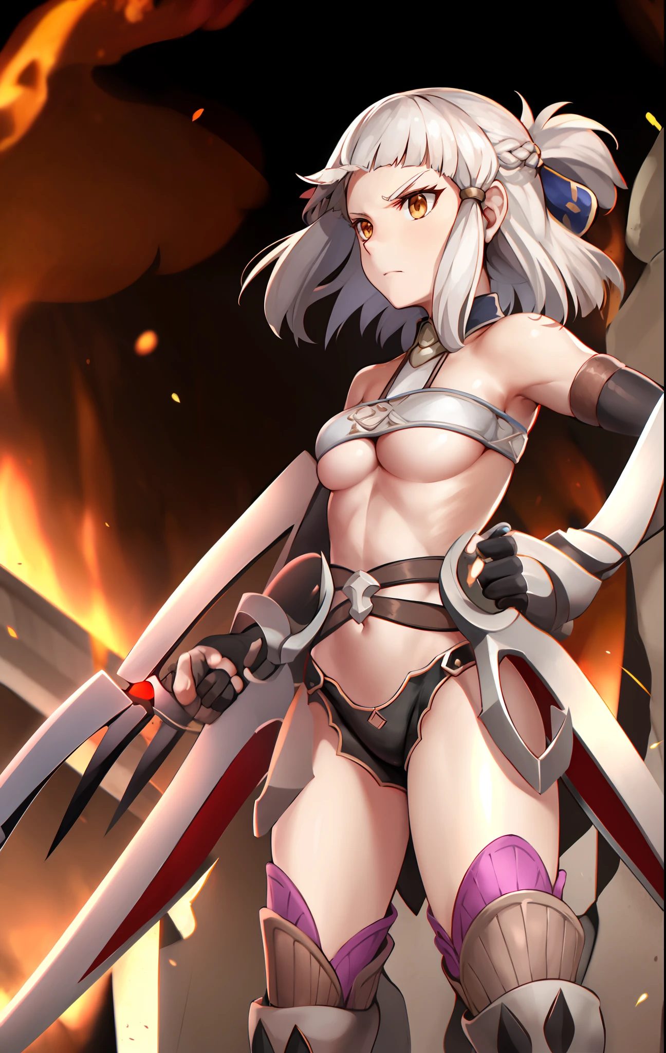3rdB, FullArmedClothing, 1girl, solo, claw(weapon)