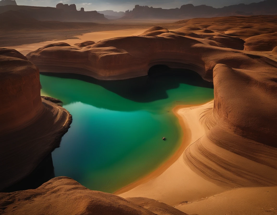 uma foto de um rio que fluir com o deserto( seculo primitivo, primal)