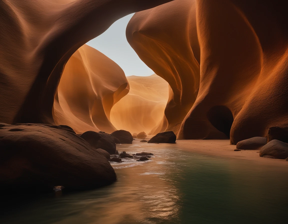 uma foto de um rio que fluir com o deserto( seculo primitivo, primal)