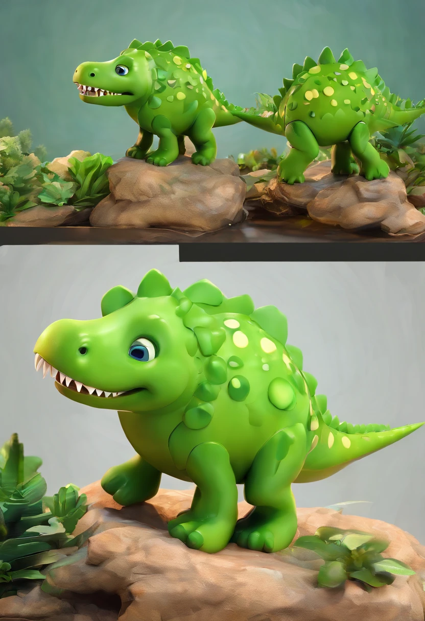 Little green dinosaur,cartoony,adolable,best qualtiy,Masterpiece,chubbiness,Round